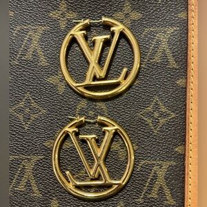 Authentic metal with gold finish LV earrings